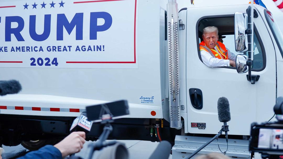 Trump Speaks From Garbage Truck After Biden's Remarks